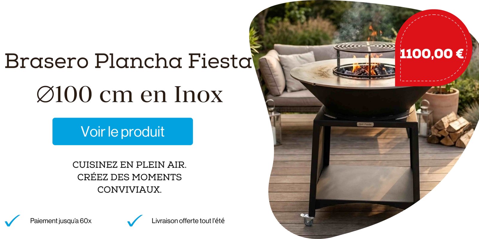 Brasero Brasinox Fiesta Plancha ⌀100 cm en Inox